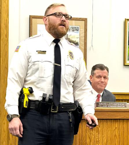 Williams Bay Chief of Police Justin P. Timm makes his annual report to the Williams Bay Village Board