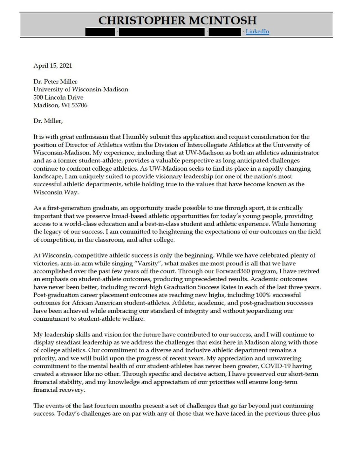 Chris McIntosh UW application