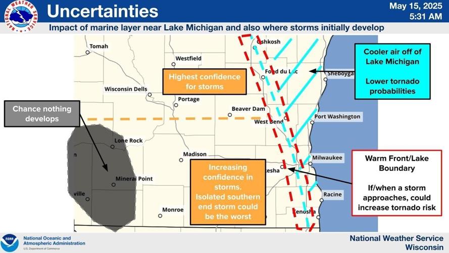 Uncertainties for storms Thursday