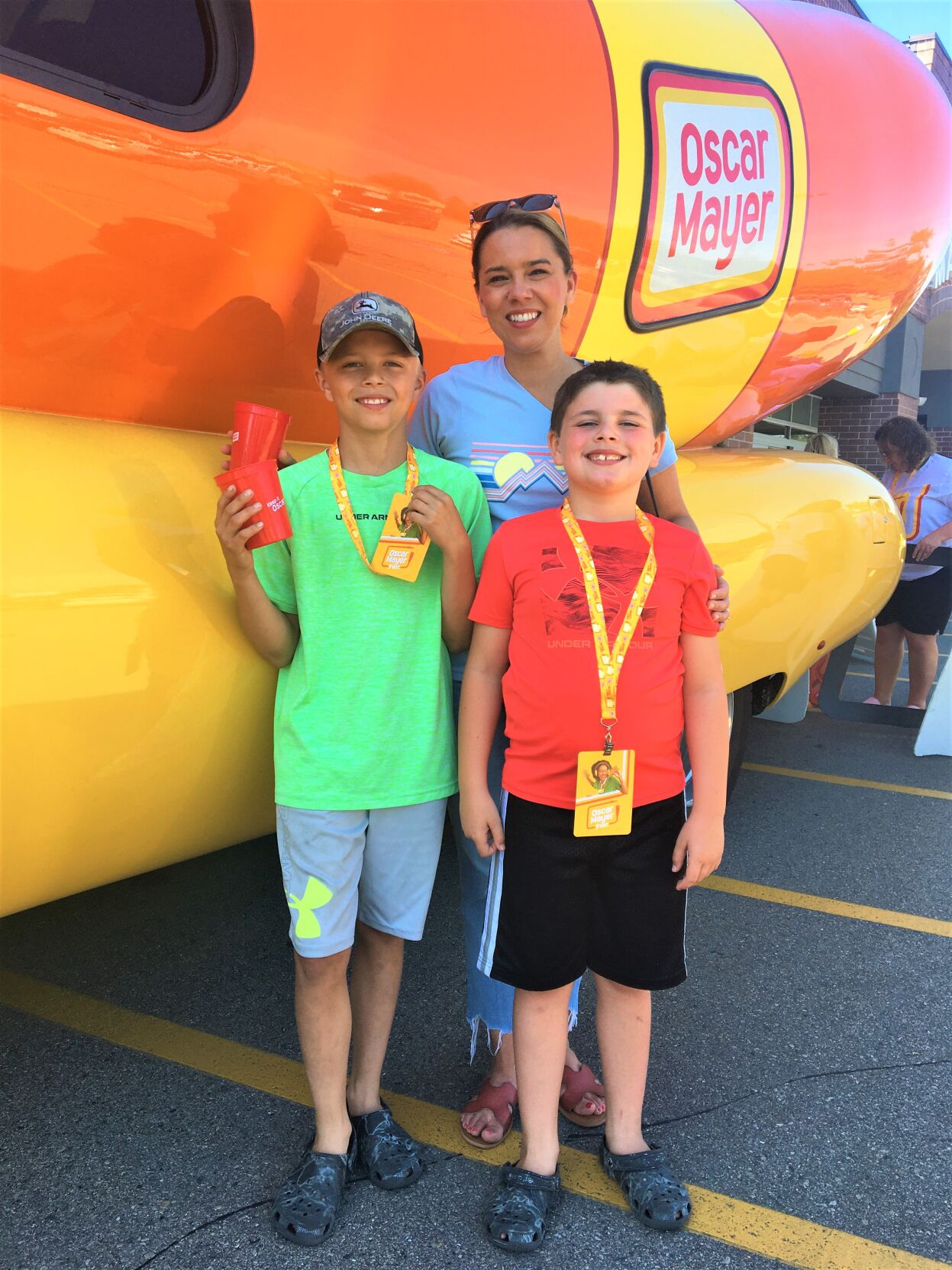 Sharon's Wogacik family visits the Oscar Mayer Wienermobile at Daniels Foods in Walworth