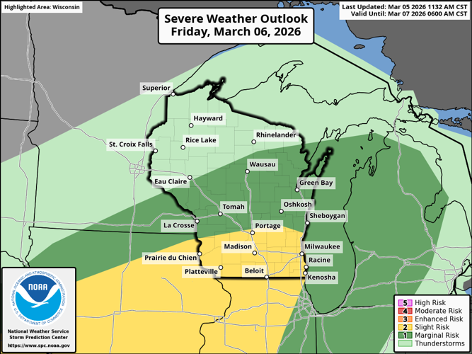NWS severe weather outlook Friday 3-6-26