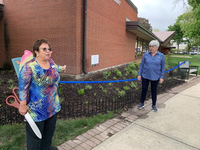Jill Rodriguez, member of the Rotary Club of Lake Geneva explains the purpose of the butterfly garden during a ribbon-cutting ceremony (copy)