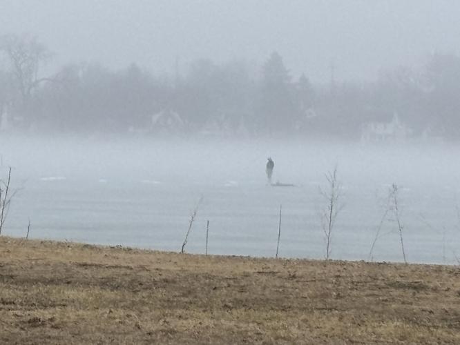 Ice fishers on Monona Bay