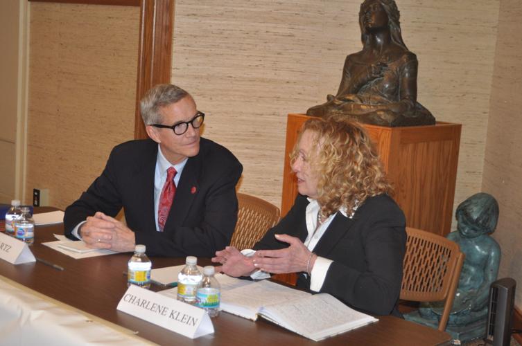 Mayoral candidates Charlene Klein and Tom Hartz disscuss