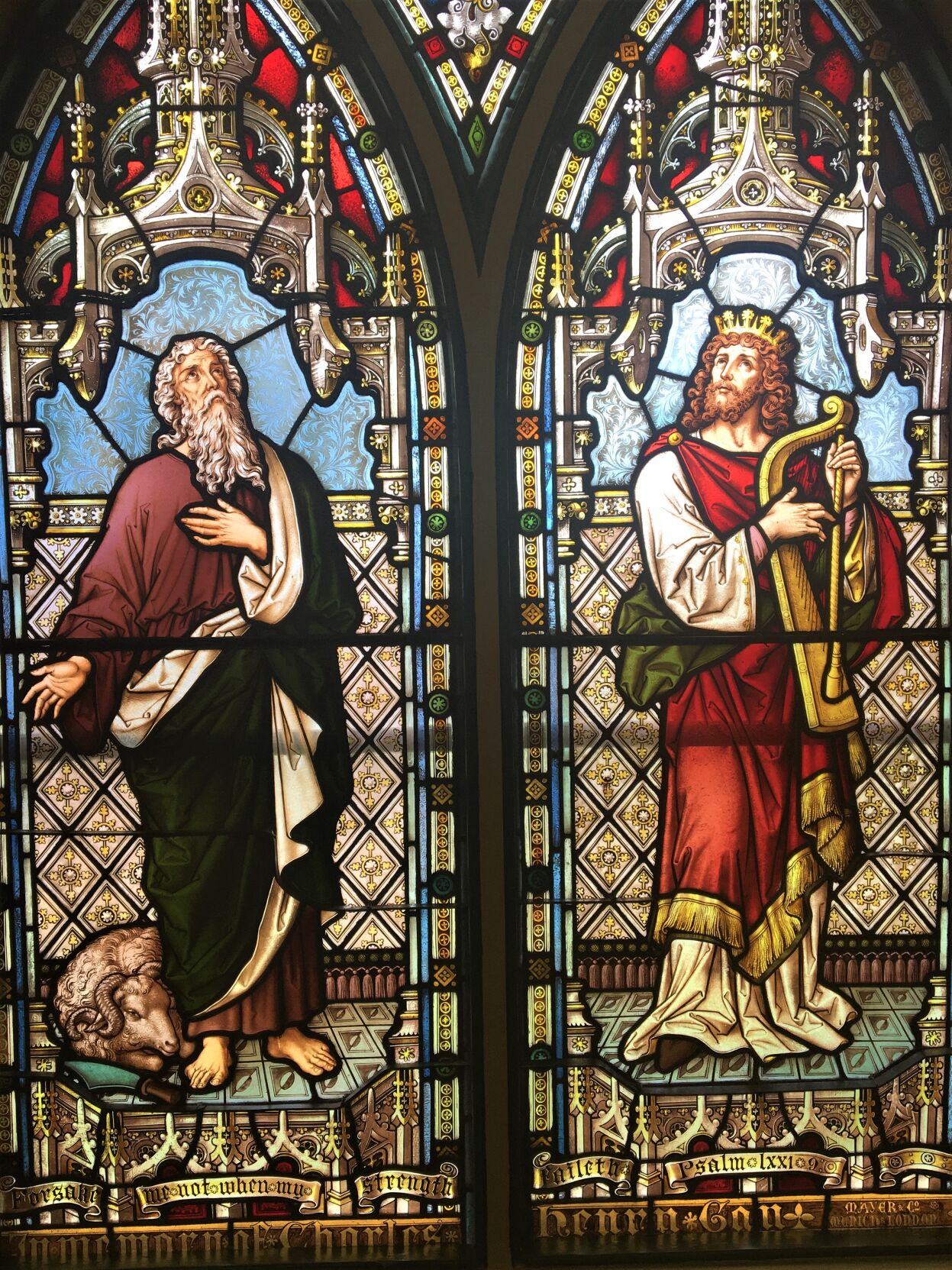 Abraham and King David stained glass windows at Episcopal Church of the Holy Communion, Lake Geneva
