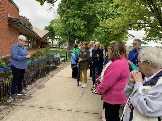 Jane Ipsen, president of the Rotary Club of Lake Geneva, talks about the launch of the Monarch Habitat Garden