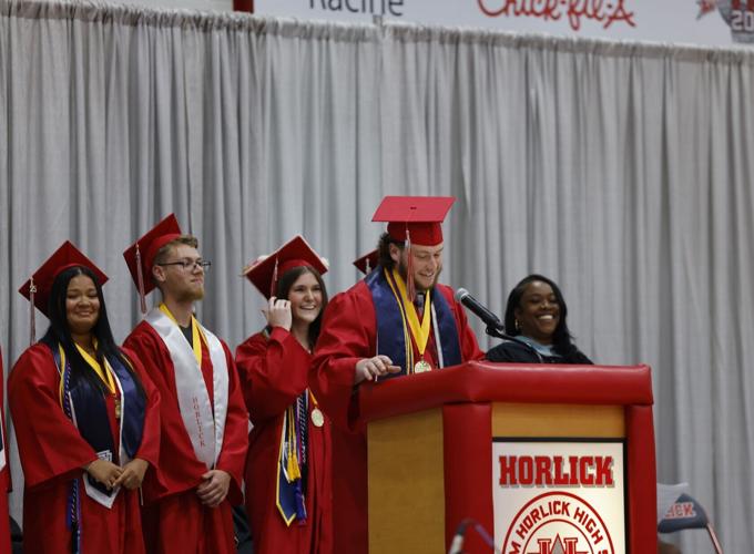 Valedictorian Charles Cimbalnik gives speech