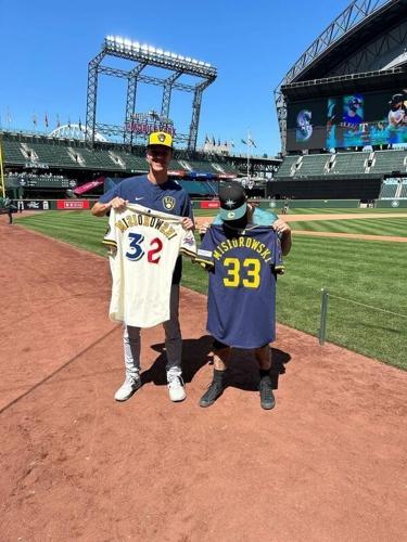 Jacob Misiorowski posed with creator stitchgod with his custom-made jersey.