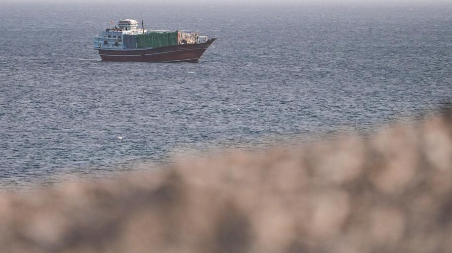 A vessel in the Strait of Hormuz, as seen from Musandam