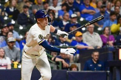 Brewers shortstop Cooper Pratt grounds out in the seventh inning against the Guardians during his major-league debut on Tuesday, June 16 at American Family Field.