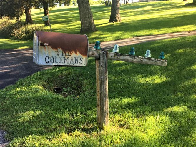 Railroad-themed mailbox post along Rustic Road 120 in the Town of Lafayette