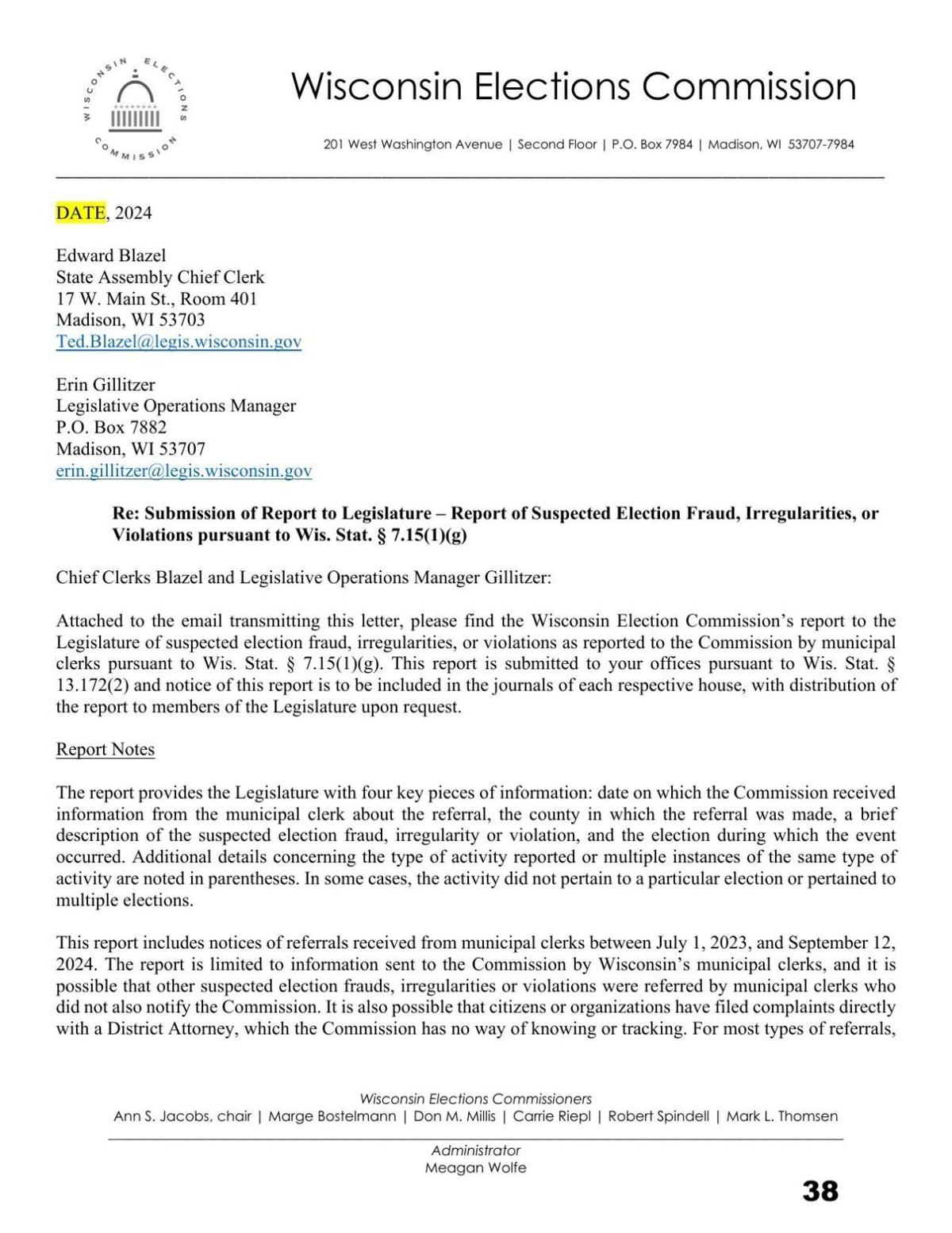 2024 Wisconsin voting fraud report