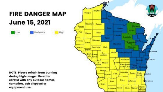 Wisconsin fire danger map