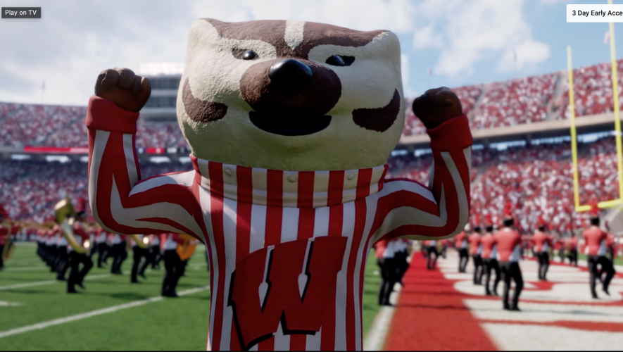 Bucky Badger in EA Sports College Football trailer
