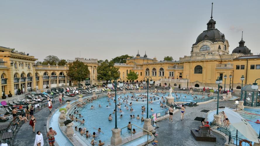 Budapest's Széchenyi Baths has stunning outdoor facilities— and hosts locals of all shapes and sizes squeezed into tiny swimsuits.