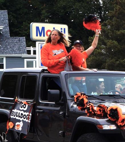 Williams Bay School District staff members show their Bulldog Pride at the 2023 homecoming parade in downtown Williams Bay