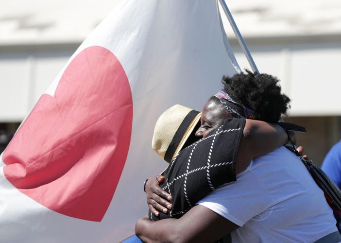 Embracing each other