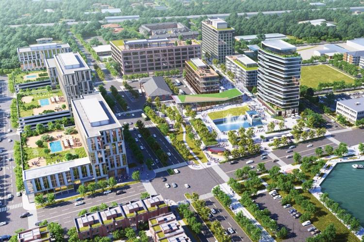 Aerial rendering of Harbor District