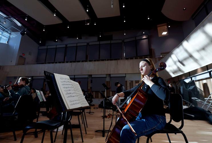 Gabby Kelly-Schultz with cello at WYSO