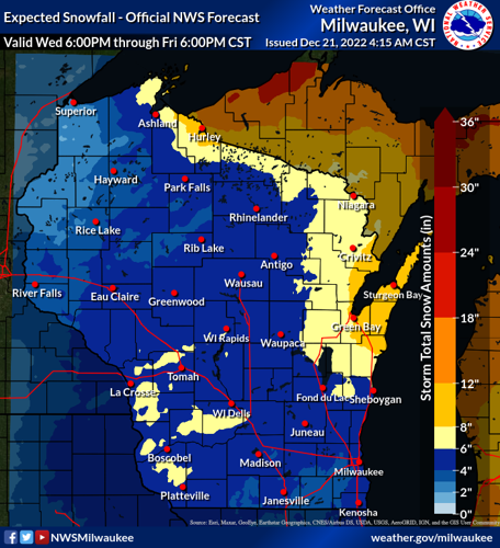 NWS expected snow totals