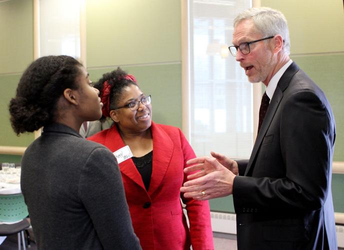 Jim Johnsen speaking to students