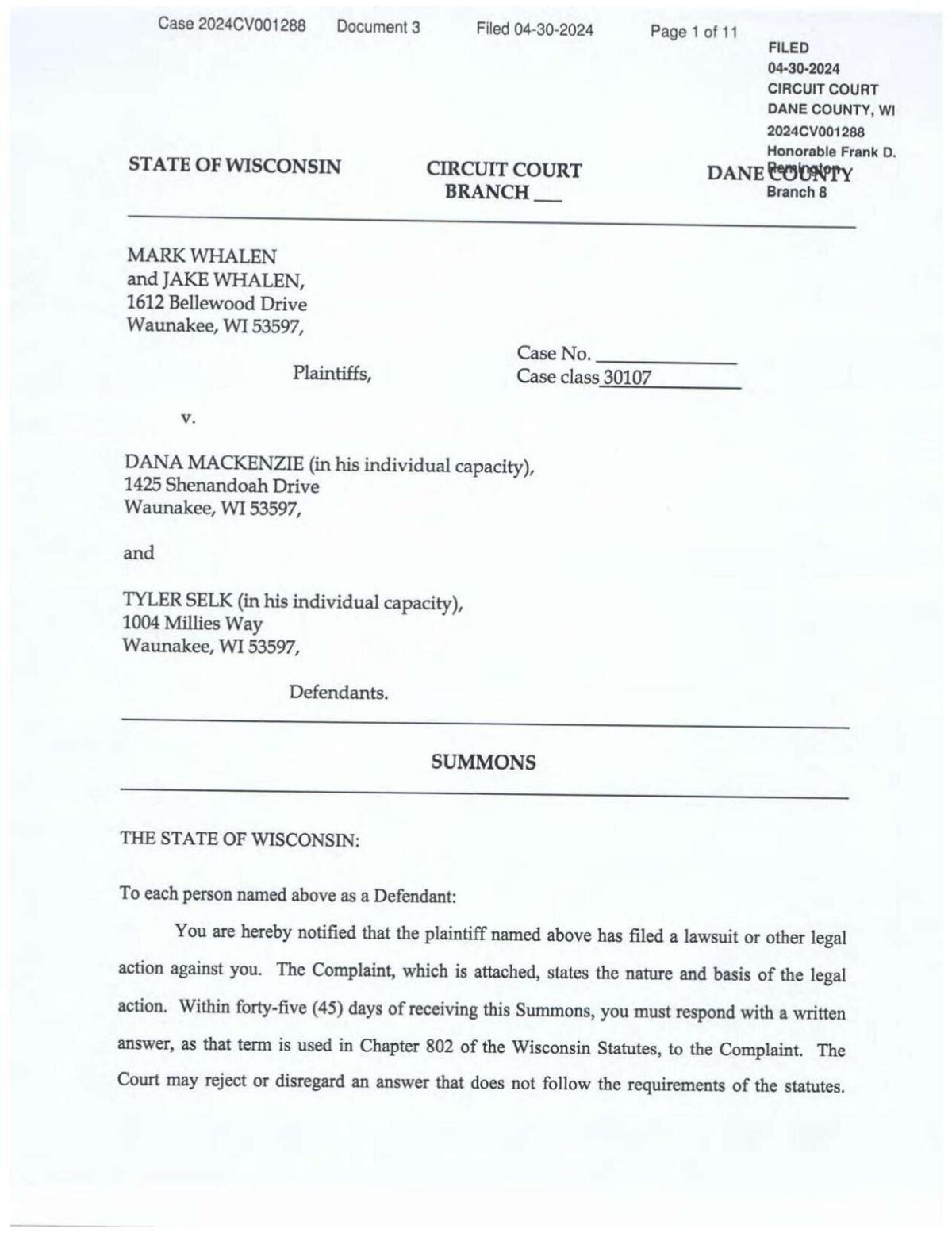 Whalen v. MacKenzie and Selk