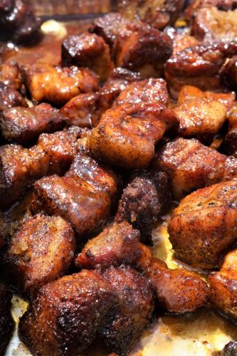 Burnt end pork belly "Bacon Candy" at Lake Geneva Bacon Fest