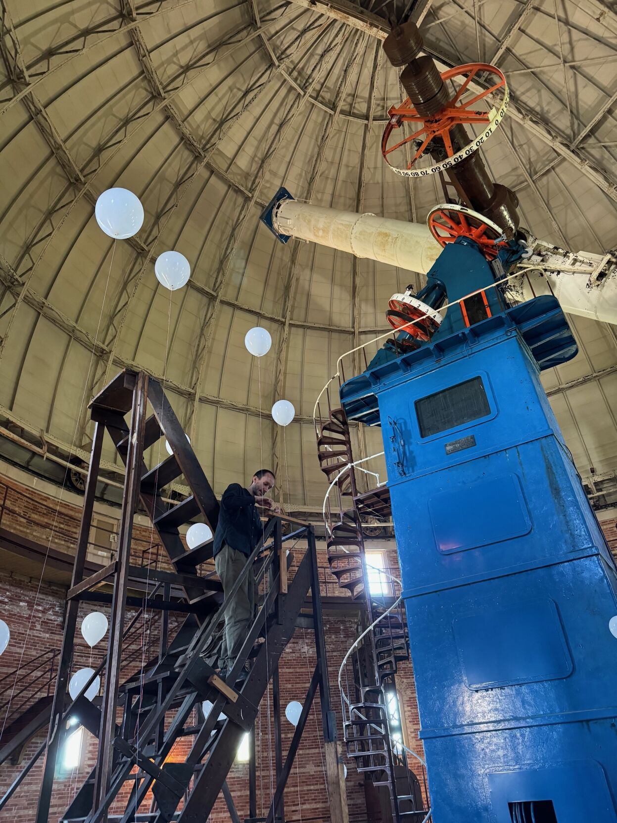 Preparing for a concert in the Great Dome at Yerkes Observatory in Williams Bay
