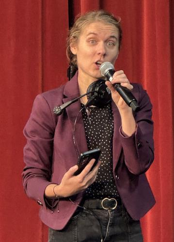 Williams Bay Middle-High School choral director and theatre teacher Autumn Lloyd welcomes audience