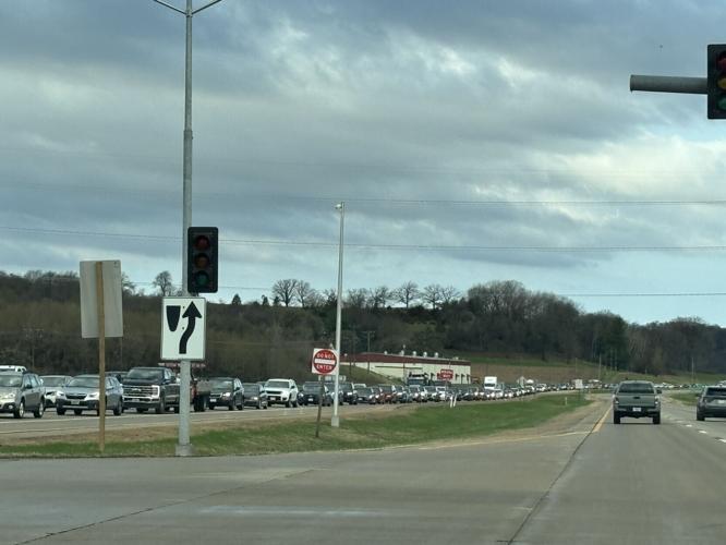 Traffic backed up on Highway 12, Barry Adams photo