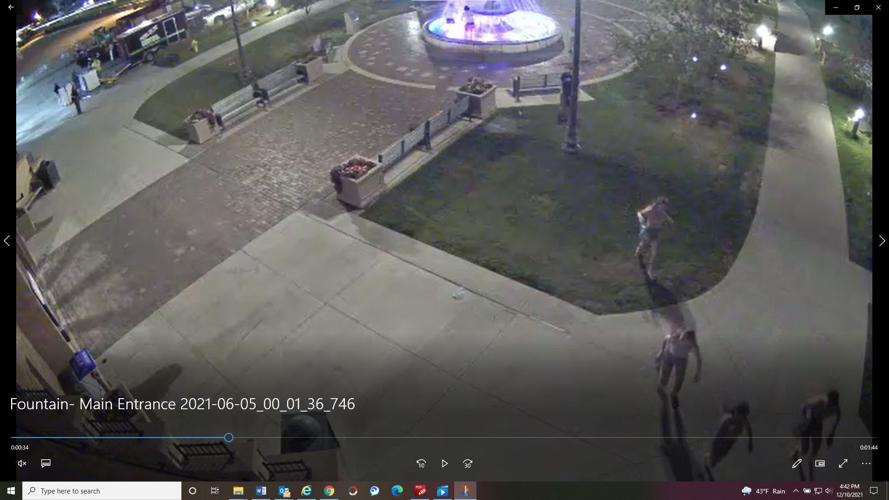 Video screenshots of fountain incident 6/5/21
