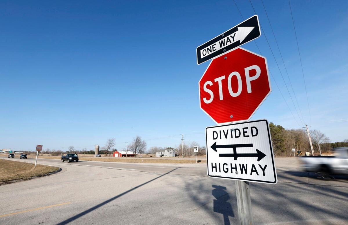 Divided highway sign