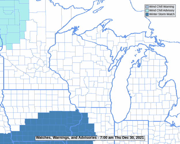 Watches, warnings, advisories by National Weather Service
