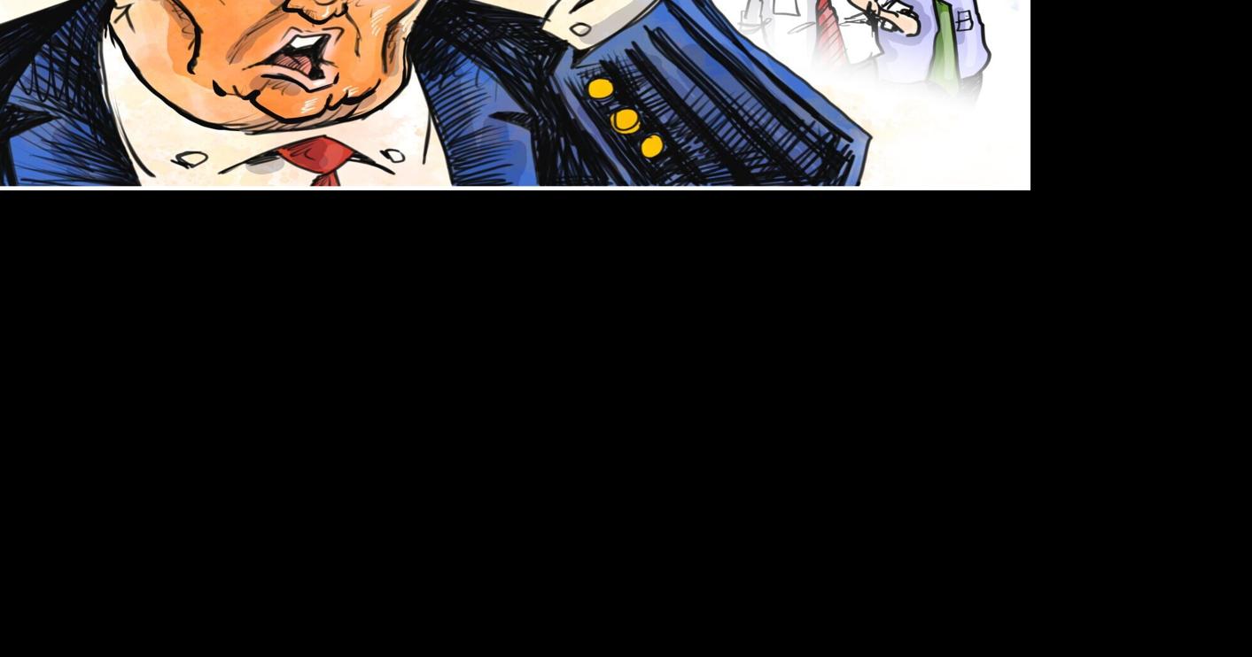 Donald Trump's fly away hair wasn't caused by vandals in Phil Hands' cartoon