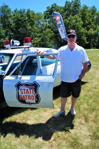 Bill Golden and his 1967 Chevrolet Biscayne Wisconsin State Patrol cruiser