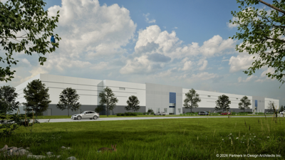 Architect's rendering of Lakeview Corporate Park warehouse