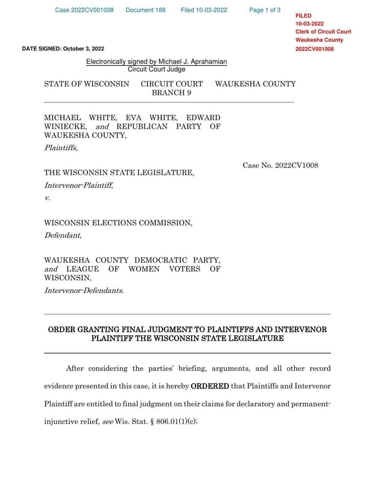 Judge Aprahamian's order