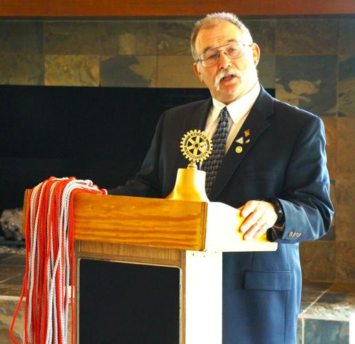 Geneva Lake West Rotary Club Past President Michael J. Hinske delivers keynote address at the club's May 18 Diploma Endorsement Program luncheon and awards ceremony