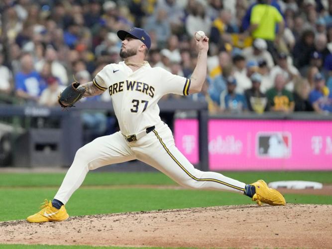 Milwaukee Brewers pitcher Dl Hall (37) pitches during the fifth inning of their National League Championship Series game against