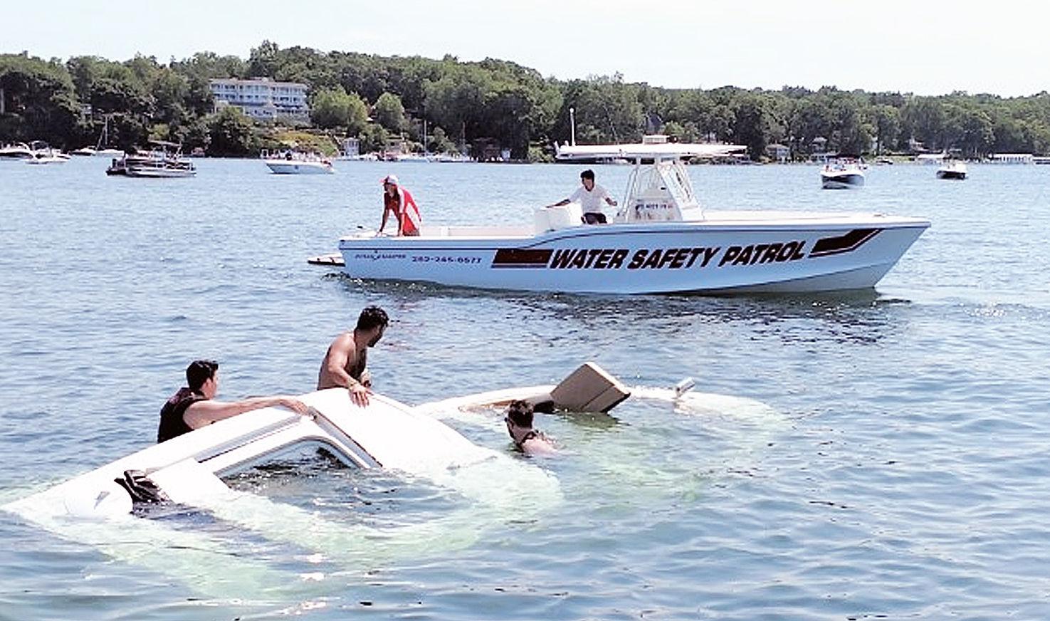 Boat sinks after taking on water
