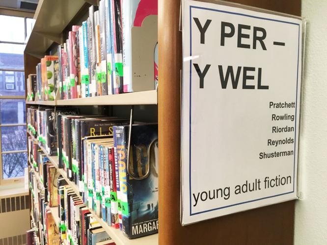 Books in new teen space at the Burlington Public Library
