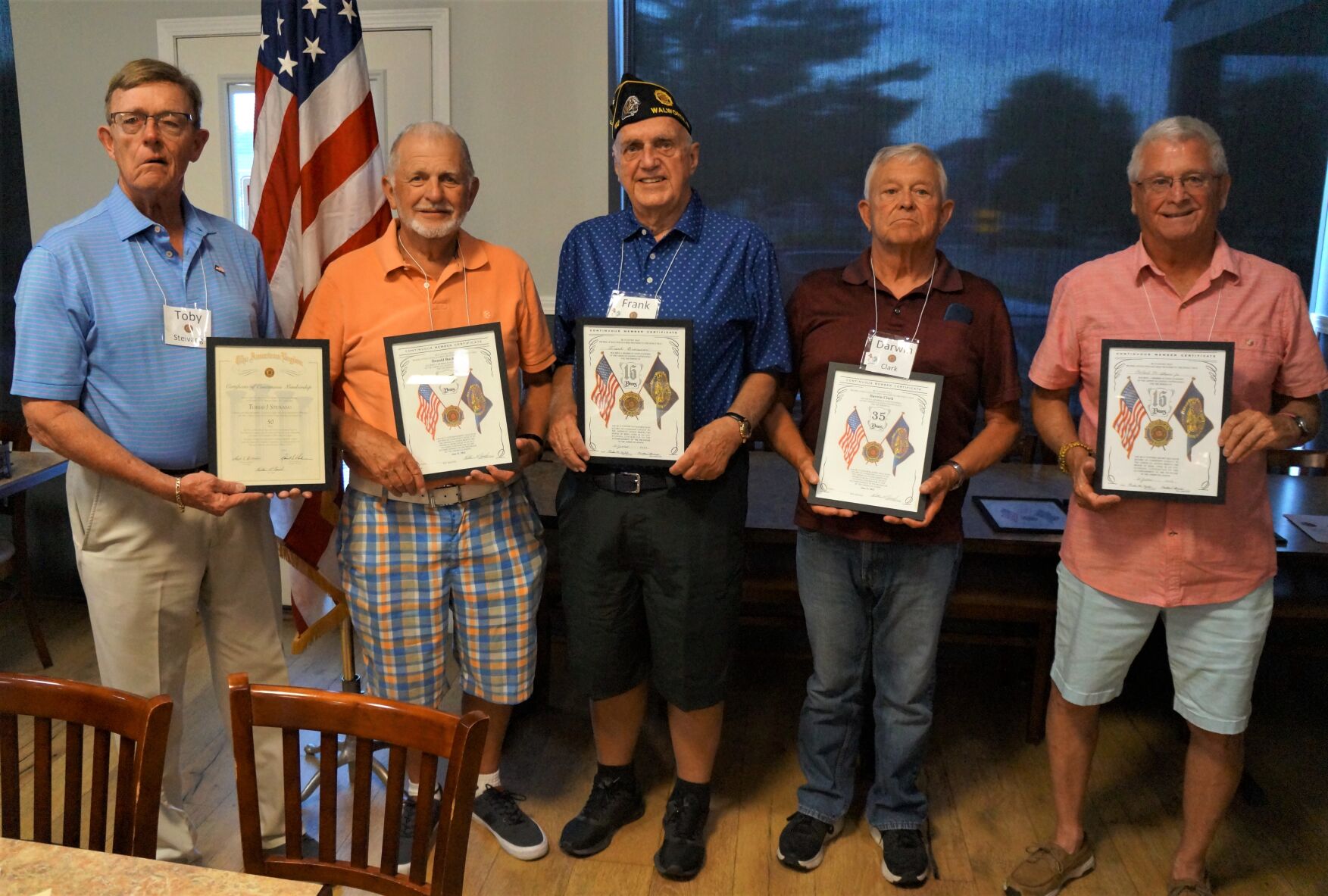 Ingalls-Koeppen American Legion Post 102 continous membership honorees