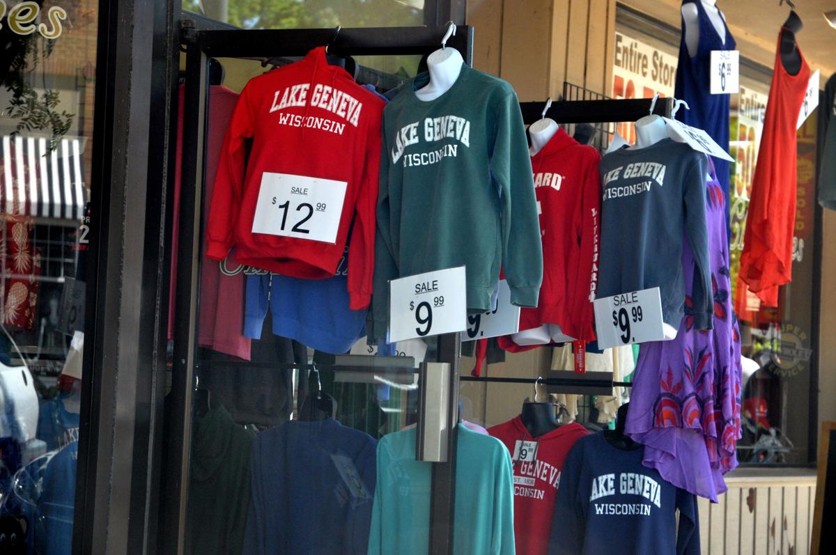 Outdoor merchandise continues in downtown Lake Geneva, depsite some