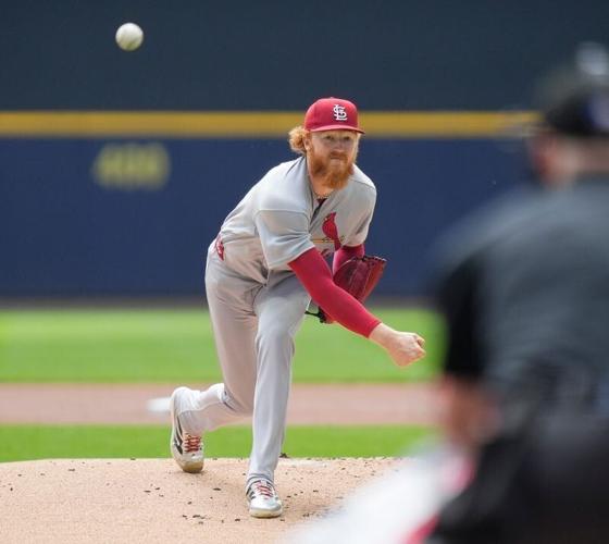 Cardinals starting pitcher Dustin May held the Brewers hitless through seven innings before taking the loss.