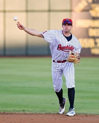 Visalia Rawhide's JD Dix plays against Inland Empire on Thursday, April 16, 2026 at Valley Strong Ballpark.