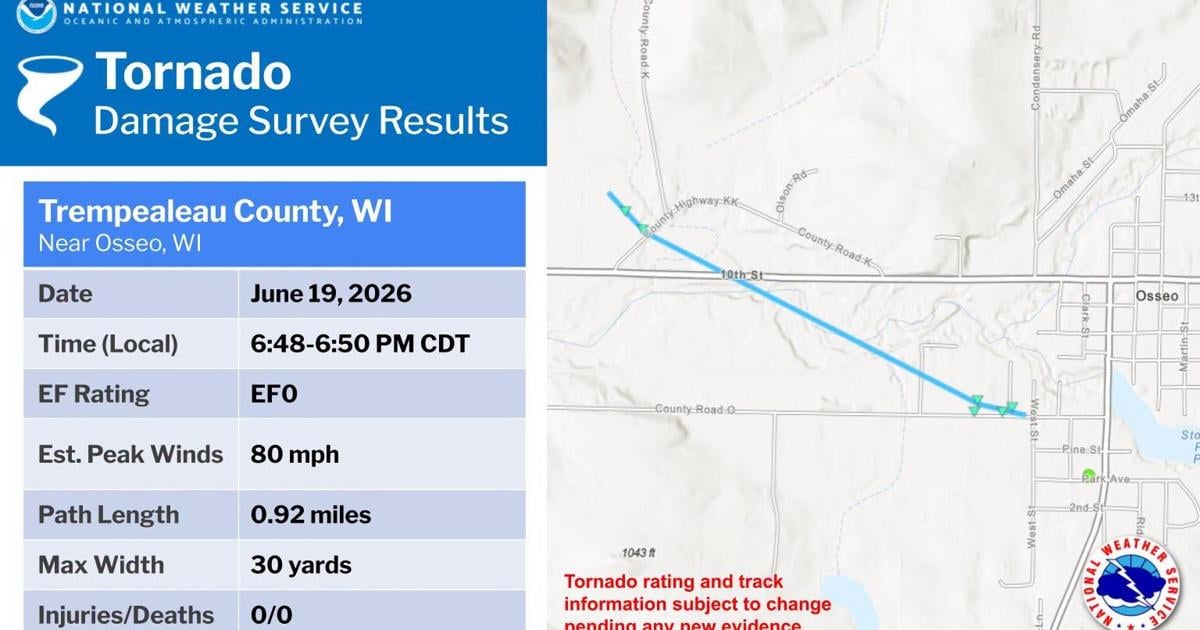 NWS confirms Osseo tornado
