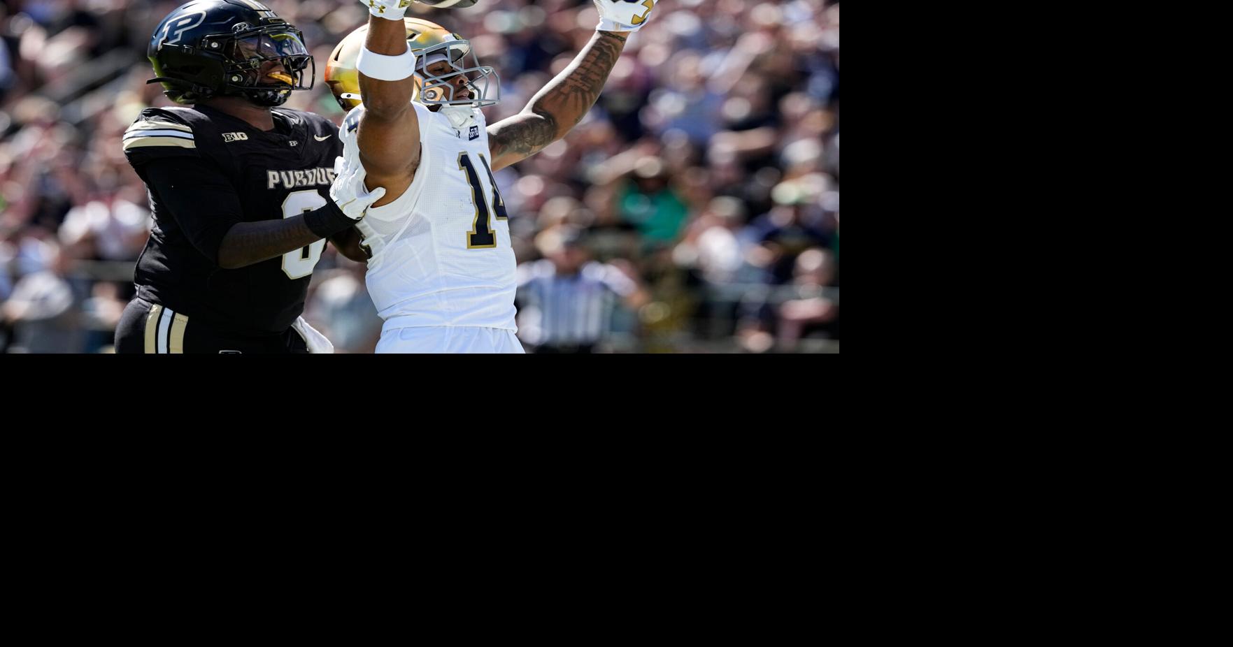 CJ Carr throws for 3 TDs, runs for another to help No. 3 Notre Dame rout rival Purdue 49-10