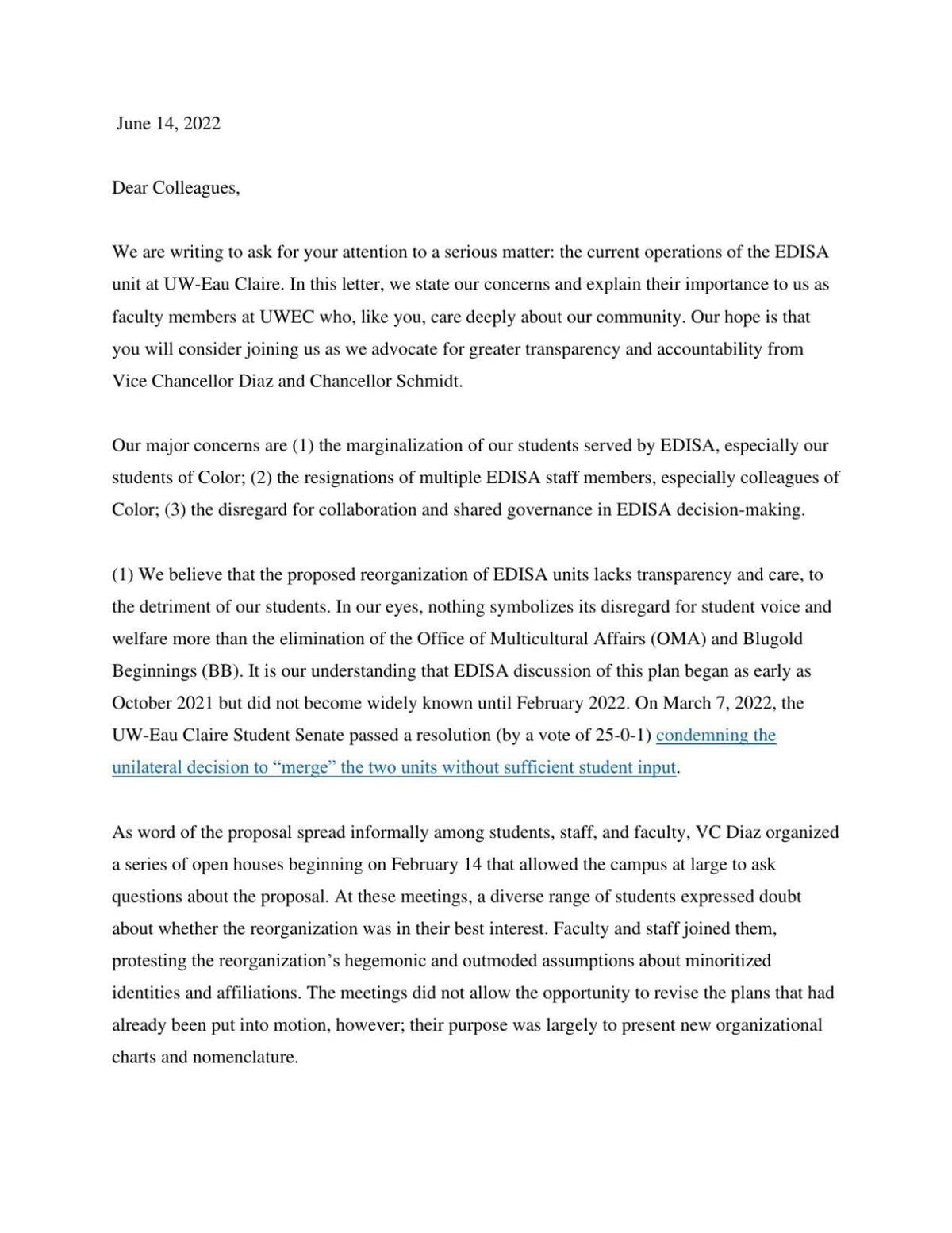 UW-EC professors, alumni criticize chancellors for lack of transparency |  Front Page | leadertelegram.com