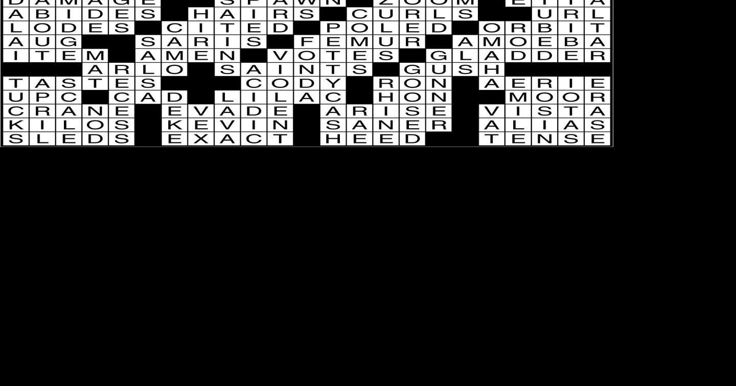 TODAY'S CROSSWORD ANSWERS Crosswords