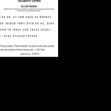 CELEBRITY CIPHER | Arts-and-entertainment | leadertimes.com